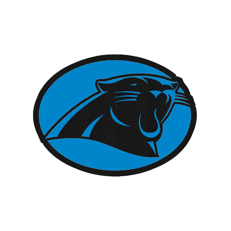 Carolina Panthers Carbon Fiber Vinyl Decal - Oval with Panther's Head - Custom SIze