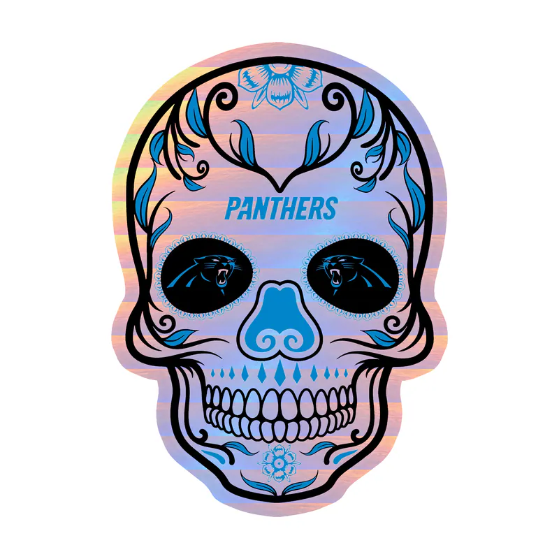 Carolina Panthers Holographic Vinyl Decal - Sugar Skull - Custom Size