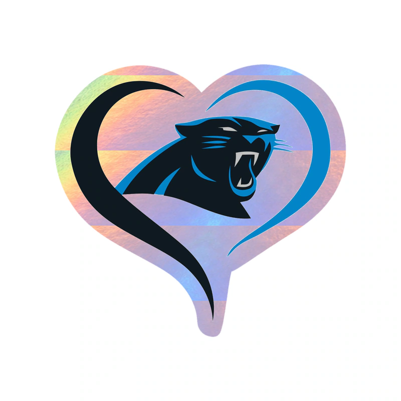 Carolina Panthers Holographic Vinyl Decal - Hear - Custom Size