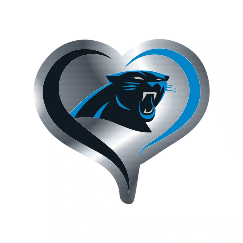 Carolina Panthers Silver Chrome Vinyl Decal - Hear - Custom Size
