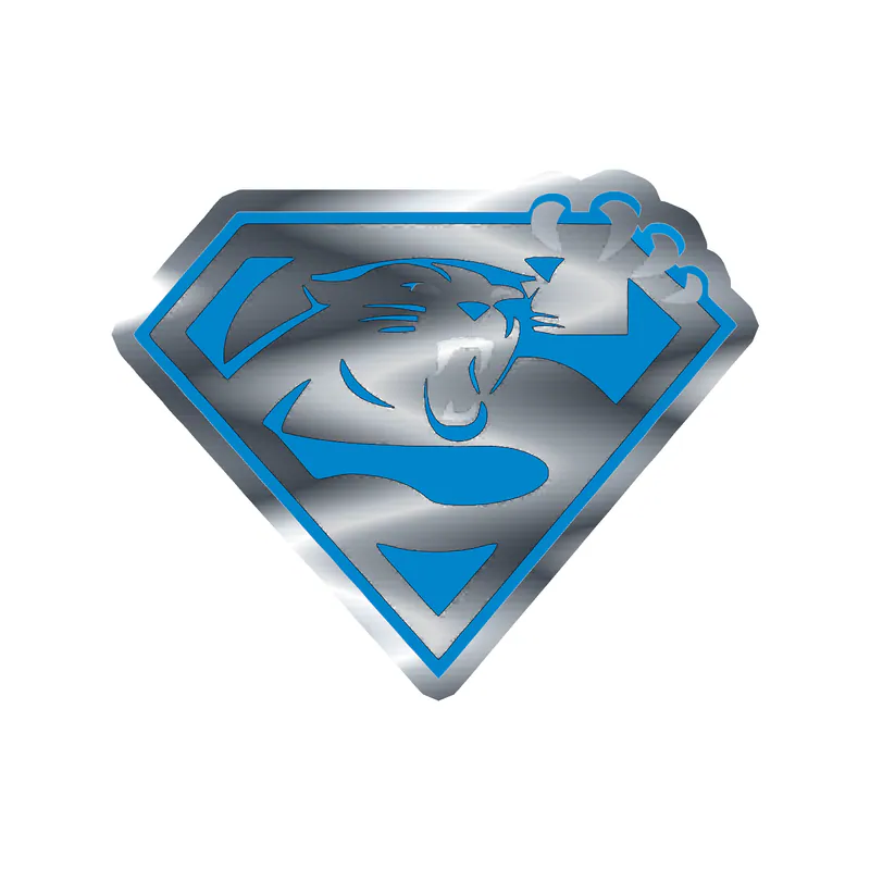 Carolina Panthers Silver Chrome Vinyl Decal - Superman - Custom Size