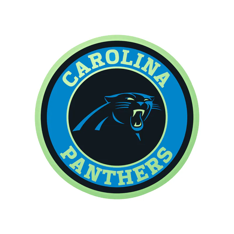 Carolina Panthers Glow in the Dark Vinyl Decal - Circle with Panther - Custom Size