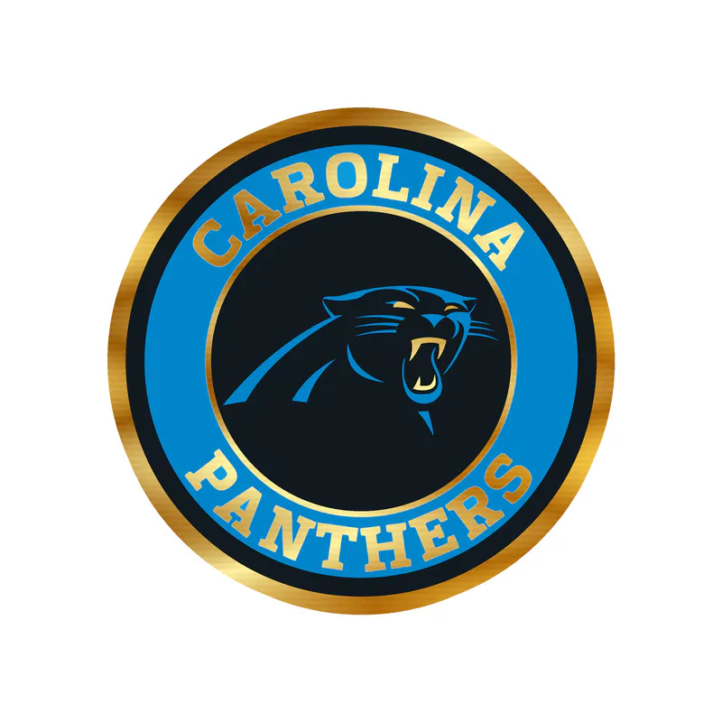 Carolina Panthers Gold Chrome Vinyl Decal - Circle with Panther - Custom Size