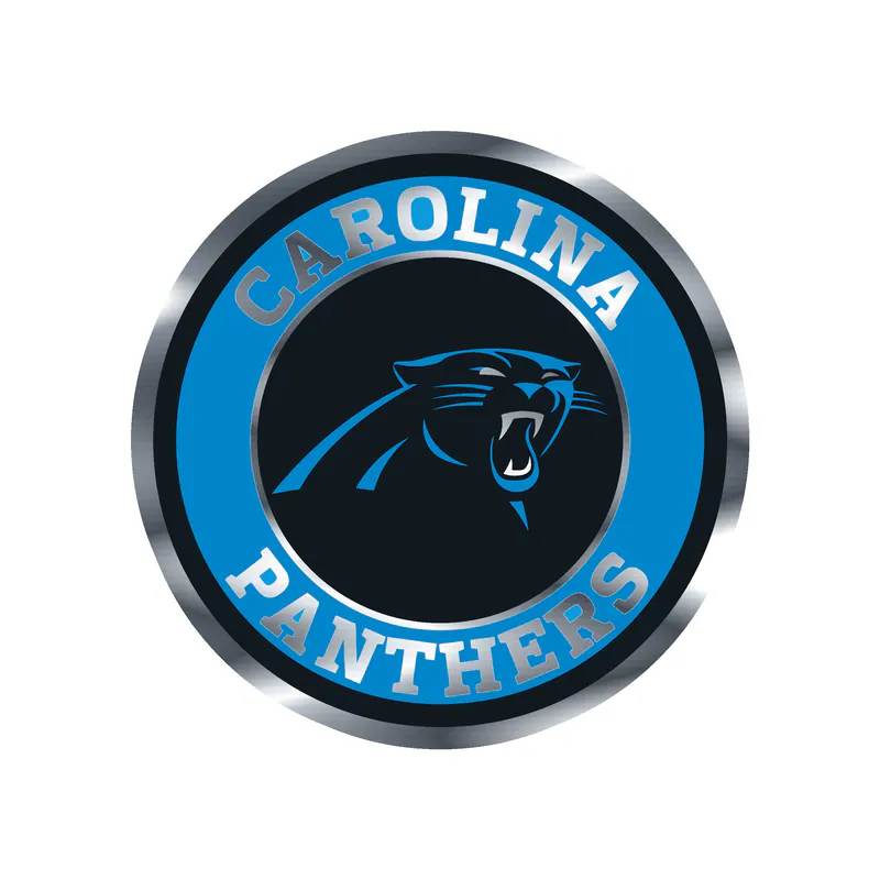 Carolina Panthers Silver Chrome Vinyl Decal - Circle with Panther - Custom Size