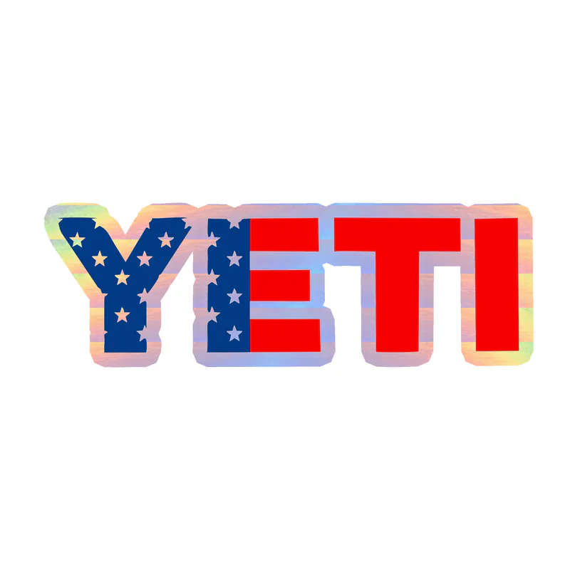Yeti - American Flag - - Holographic Vinyl Decal