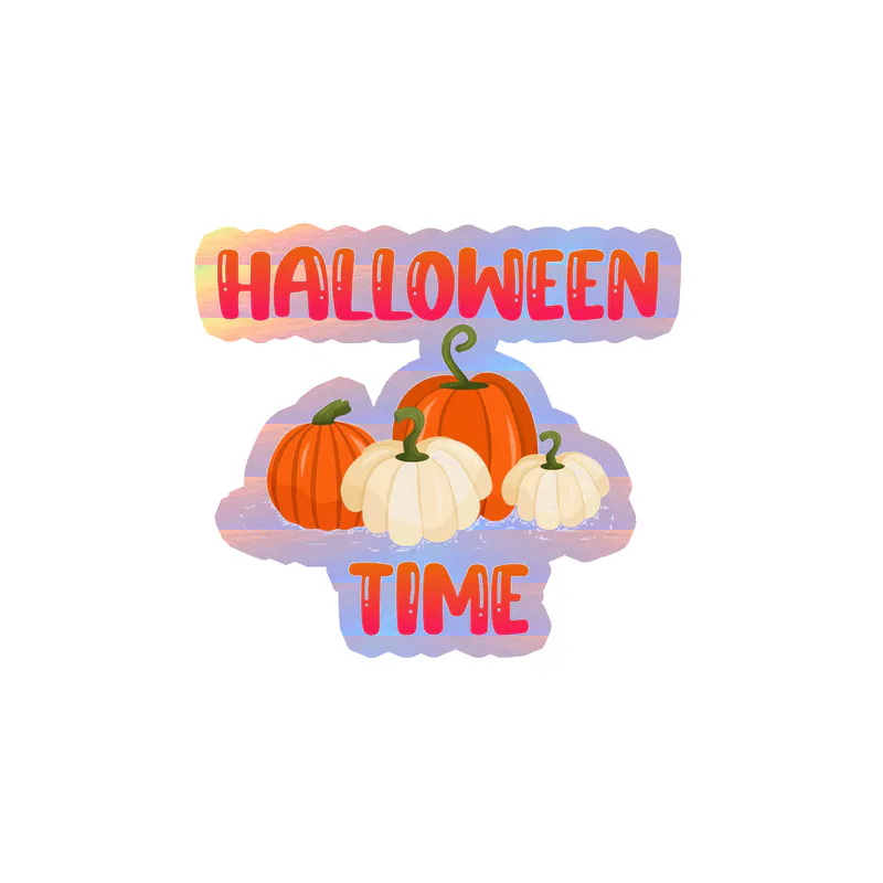 Halloween Time Holographic Vinyl Decal - Custom Size
