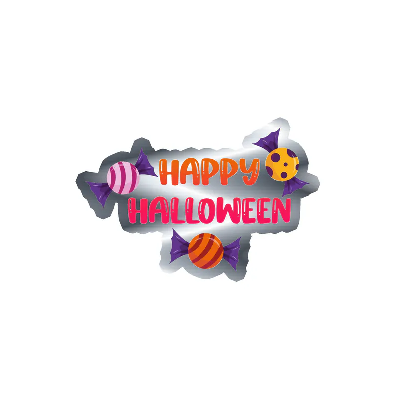 Happy Halloween Silver Chrome Vinyl Decal - Custom Size