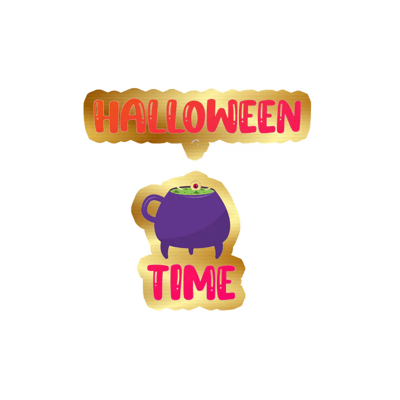 Halloween Time Gold Chrome Vinyl Decal - Custom Size