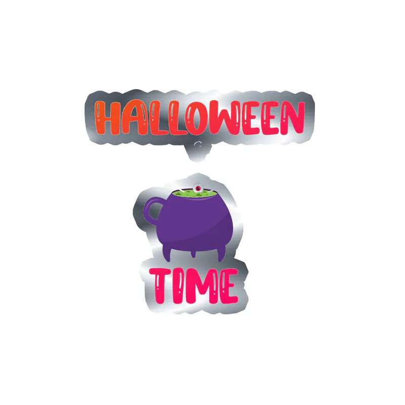Halloween Time Silver Chrome Vinyl Decal - Custom Size