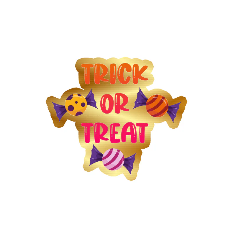 Trick or Treat Gold Chrome Vinyl Decal - Custom Size