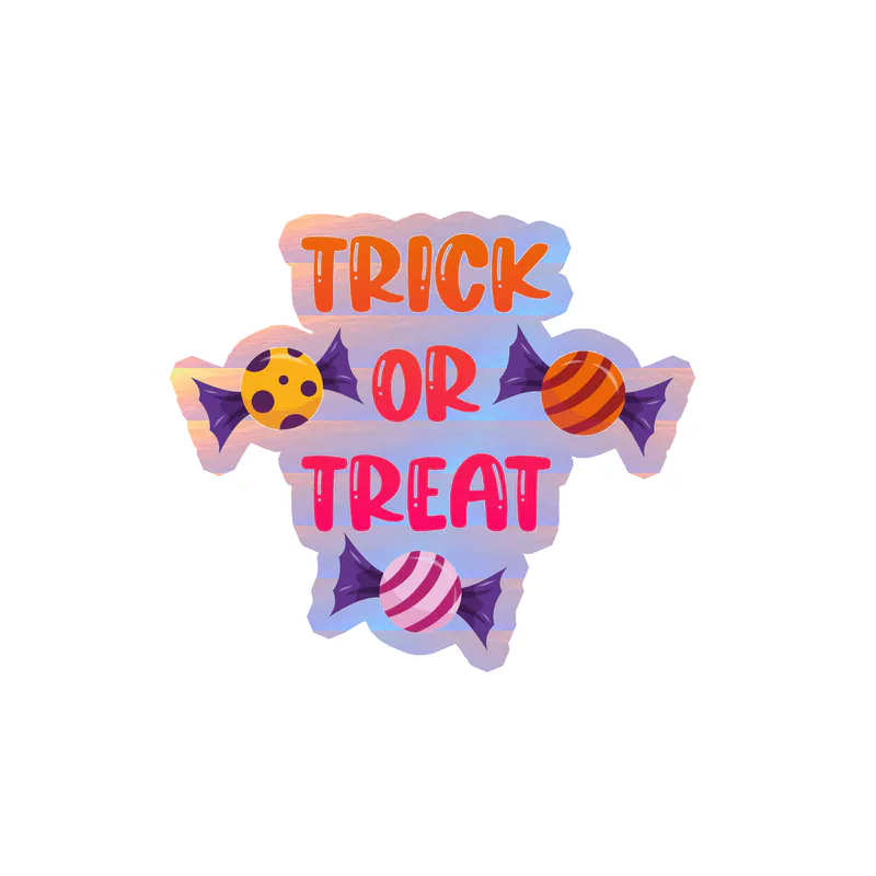 Trick or Treat Holographic Vinyl Decal - Custom Size