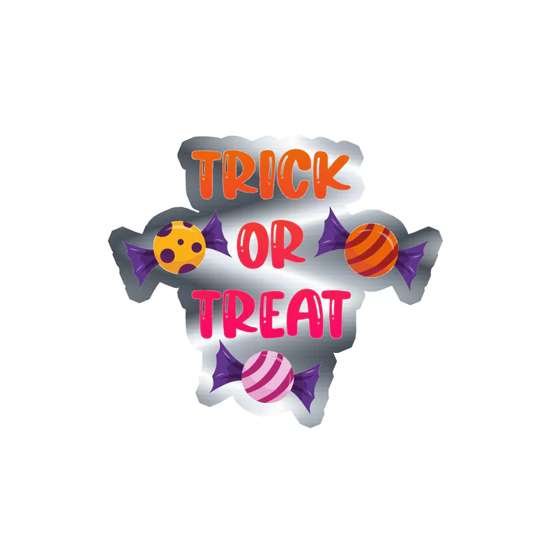 Trick or Treat Silver Chrome Vinyl Decal - Custom Size