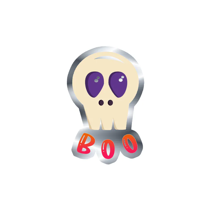 Boo Silver Chrome Vinyl Decal - Custom Size