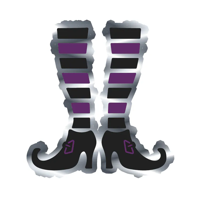 Witch Legs Silver Chrome Vinyl Decal - Custom Size