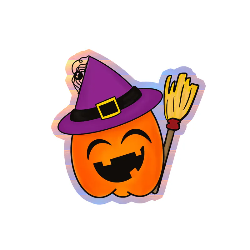 Pumpkin Holographic Vinyl Decal - Custom Size