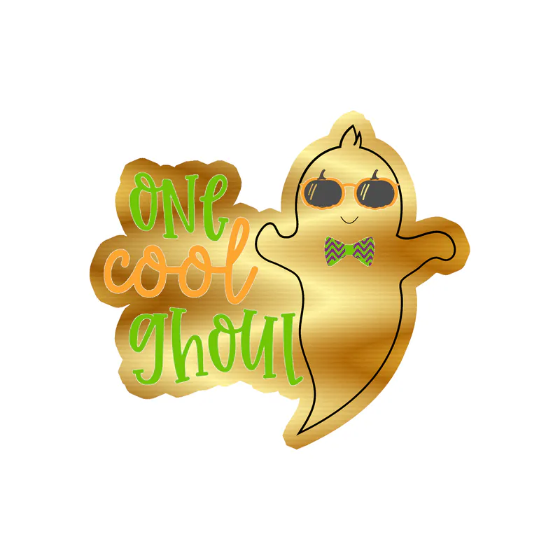 One Cool Ghoul Gold Chrome Vinyl Decal - Custom Size