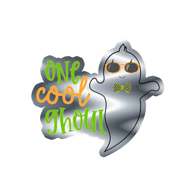 One Cool Ghoul Silver Chrome Vinyl Decal - Custom Size