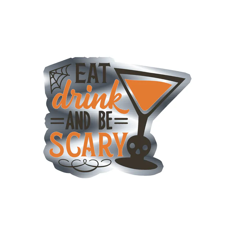Halloween Silver Chrome Vinyl Decal - Custom Size