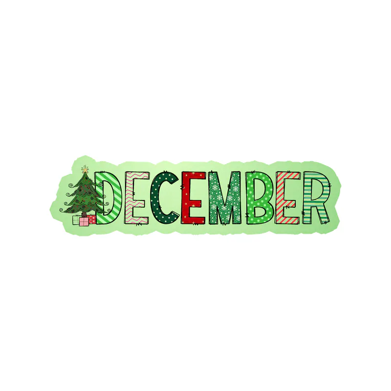 December - Month - Glow in the Dark Vinyl Decal - Custom Size