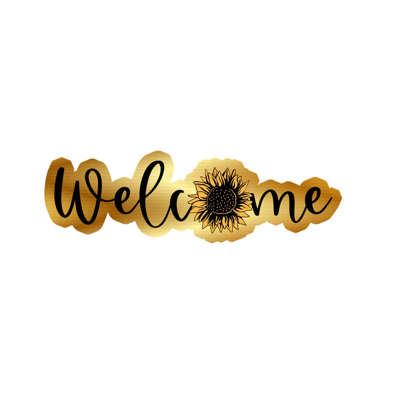 Welcome Full Color Vinyl - Gold Chrome Vinyl Sticker - Custom Size