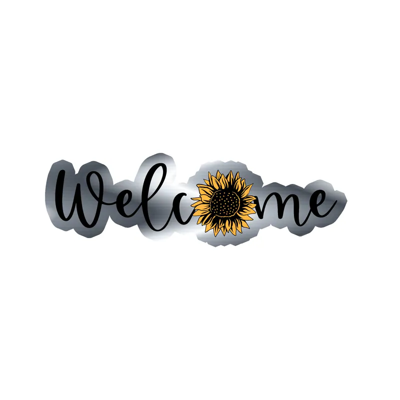 Welcome Full Color Vinyl - Silver Chrome Vinyl Sticker - Custom Size