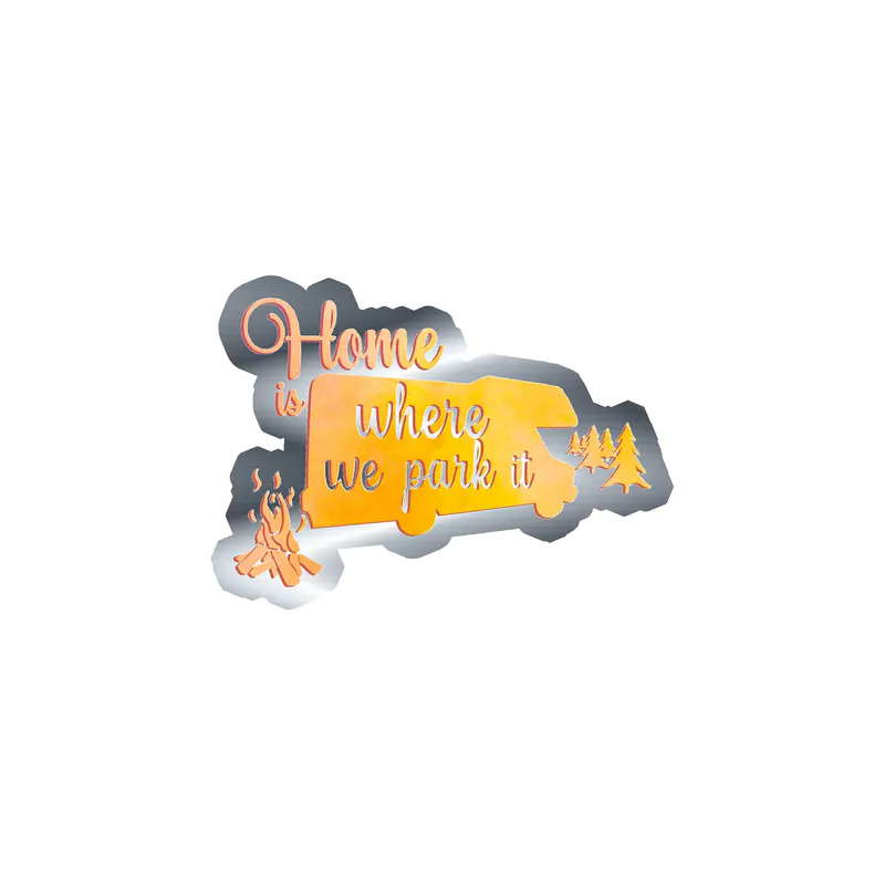 Home Is Where We Park It Silver Chrome Vinyl Decal - Custom Size
