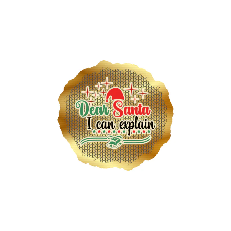 Dear Santa I Can Explain Gold Chrome Vinyl Sticker - Custom Size