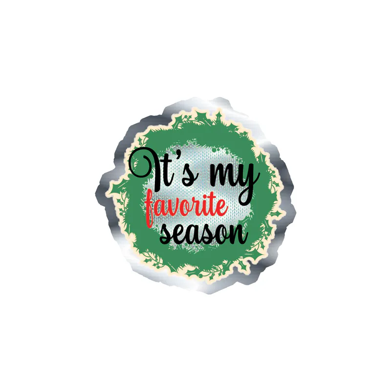 Christmas Season Silver Chrome Vinyl Sticker - Custom Size