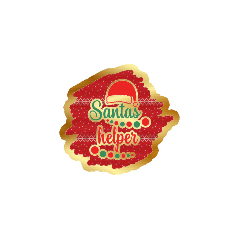 Santa's Helper Gold Chrome Vinyl Sticker - Custom Size