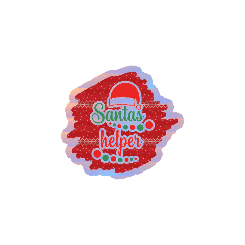 Santa's Helper Holographic Vinyl Sticker - Custom Size