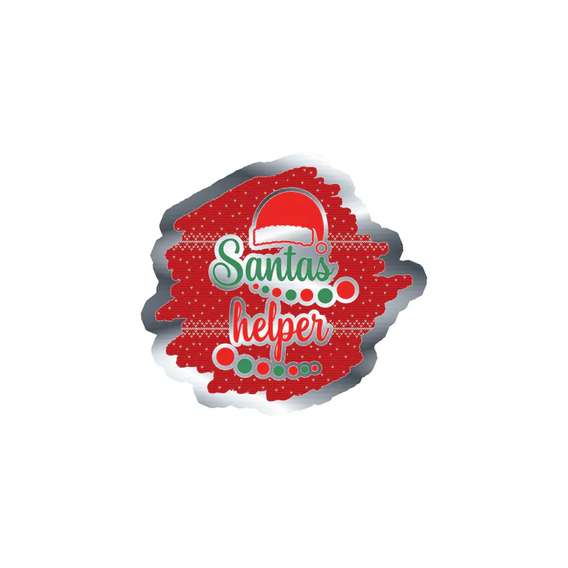 Santa's Helper Silver Chrome Vinyl Sticker - Custom Size