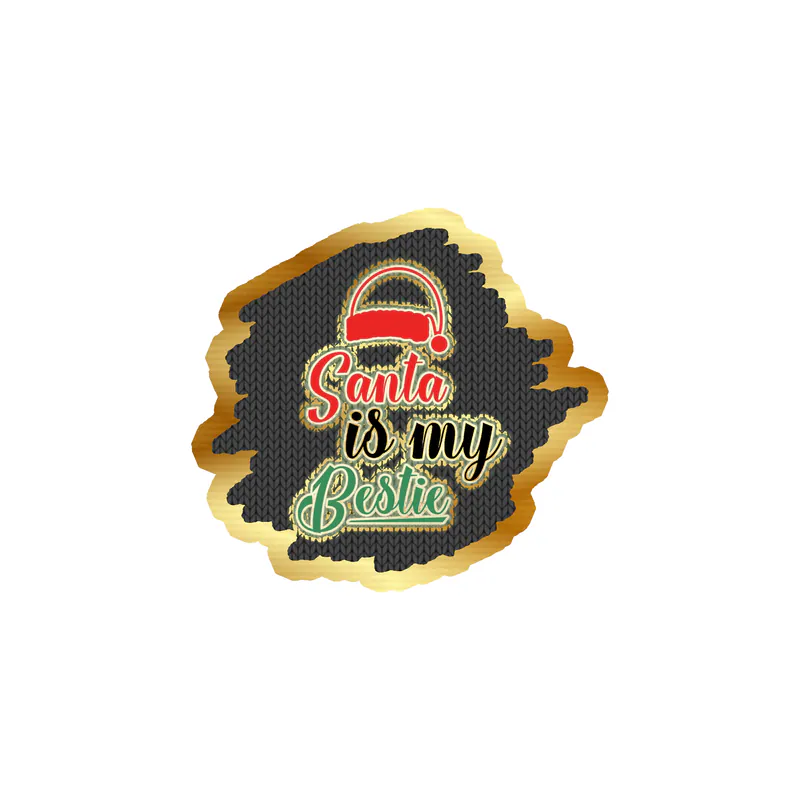 Santa is My Bestie Gold Chrome Vinyl Sticker - Custom Size