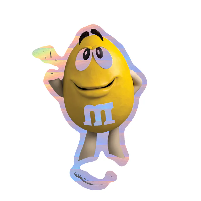 Yellow M & M - Holographic Vinyl Decal
