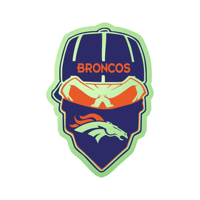 Denver Broncos - Skull - Glow in the Dark Vinyl Sticker - Custom Size- (Copy)
