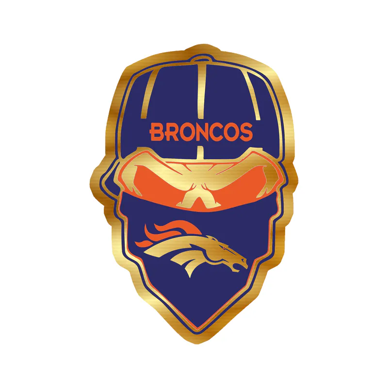 Denver Broncos - Skull - Gold Chrome Vinyl Sticker - Custom Size- (Copy)