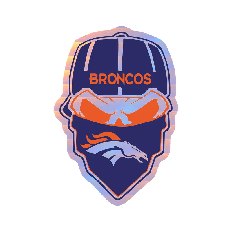 Denver Broncos - Skull - Holographic Vinyl Sticker - Custom Size- (Copy)