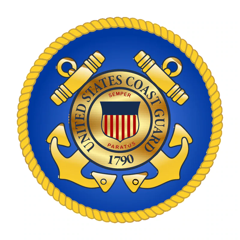 Coast Guard - Blue Circle - Gold Chrome Vinyl Decal