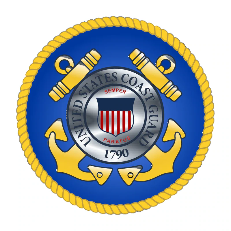 Coast Guard - Blue Circle - Silver Chrome Vinyl Decal
