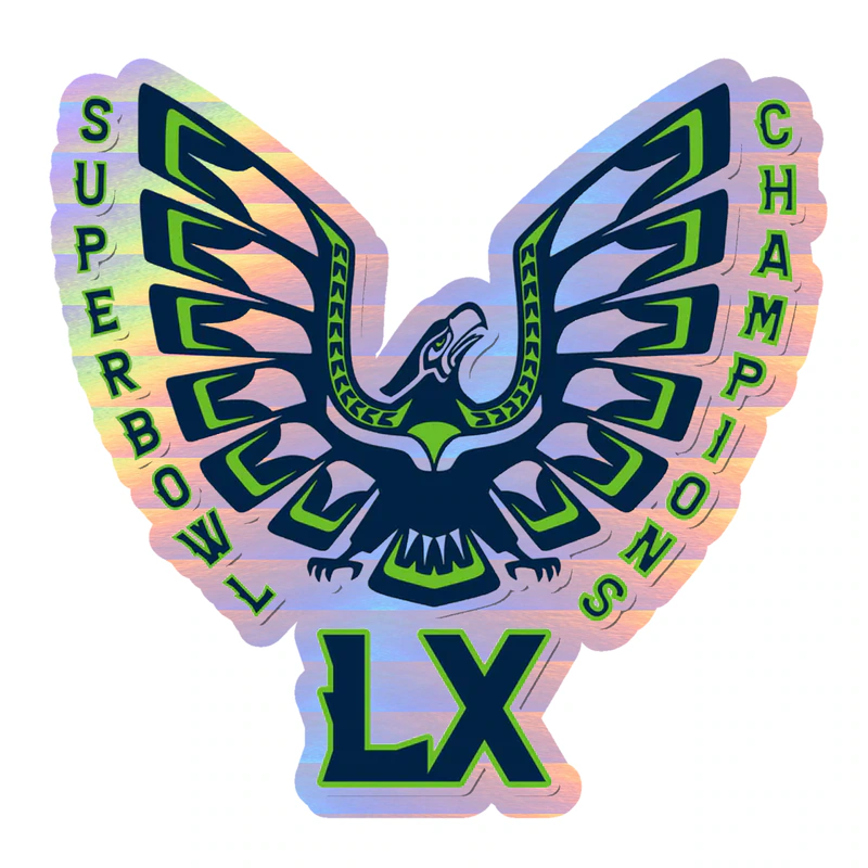 Seattle Seahawks - Super Bowl LX - Holographic Vinyl Sticker - Custom Size