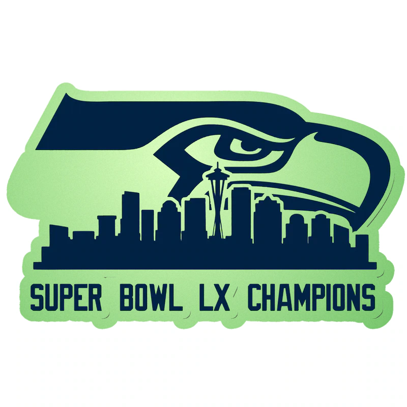 Seattle Seahawks - Super Bowl LX 4 - Glow in the Dark Vinyl Sticker - Custom Size