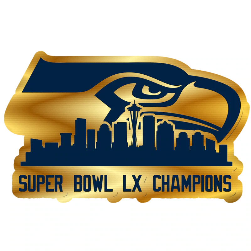 Seattle Seahawks - Super Bowl LX 4 - Gold Chrome Vinyl Sticker - Custom Size