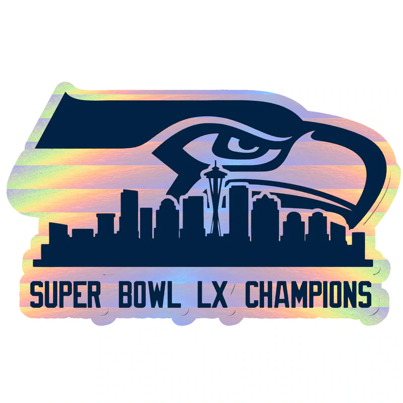 Seattle Seahawks - Super Bowl LX 4 - Holographic Vinyl Sticker - Custom Size