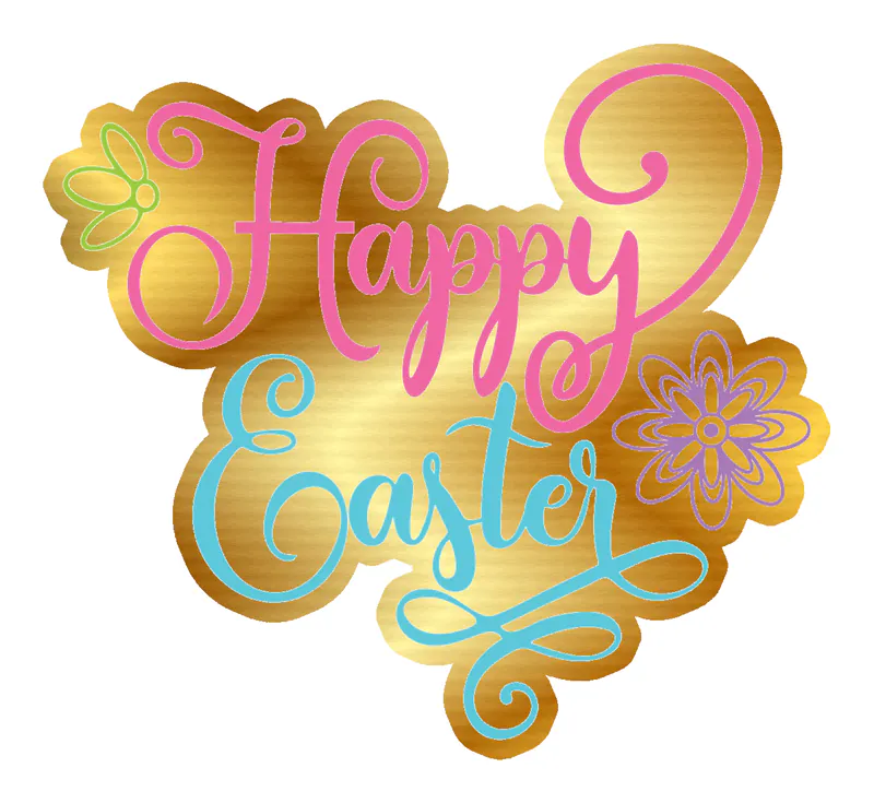 Happy Easter - Gold Chrome Vinyl Sticker - Custom Size