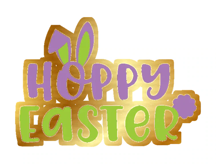 Hoppy Easter - Gold Chrome Vinyl Sticker - Custom Size
