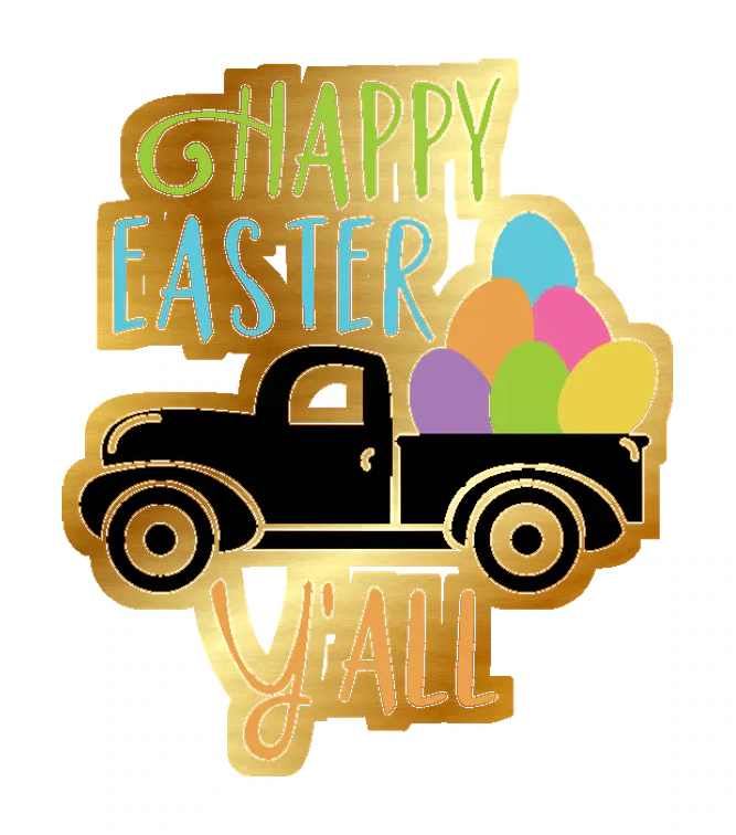 Happy Easter Yall - Gold Chrome Vinyl Sticker - Custom Size