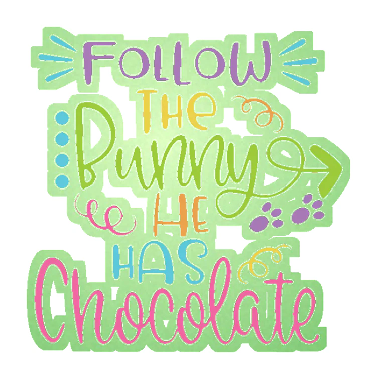 Follow the Bunny - Glow in the Dark Vinyl Sticker - Custom Size