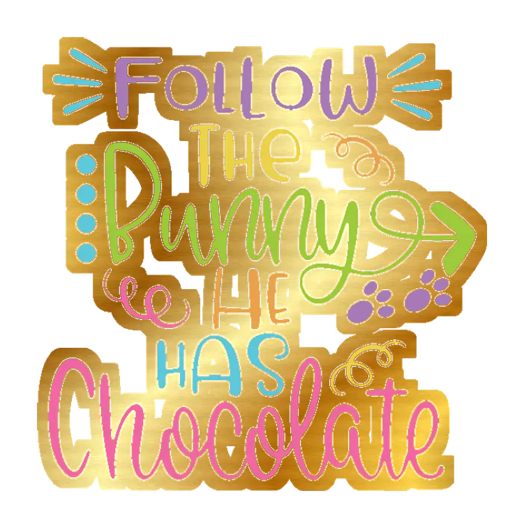 Follow the Bunny - Gold Chrome Vinyl Sticker - Custom Size