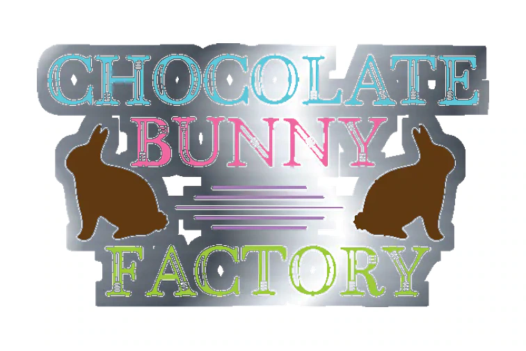 Chocolate Bunny Factory - Silver Chrome Vinyl Sticker - Custom Size