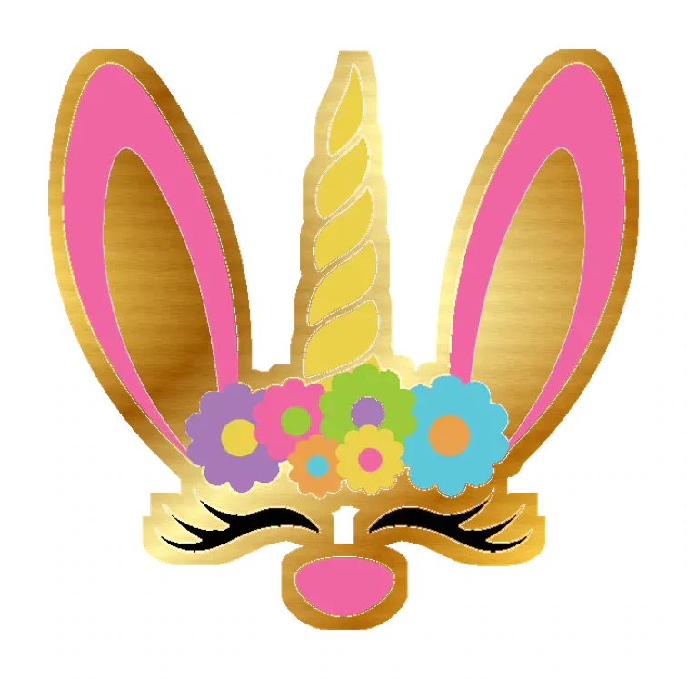Unicorn Bunny - Gold Chrome Vinyl Sticker - Custom Size