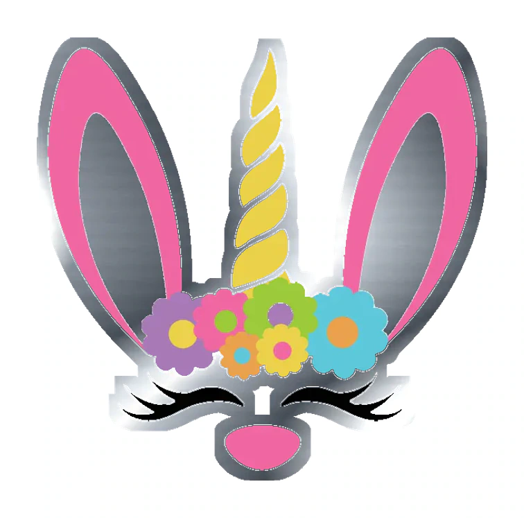 Unicorn Bunny - Silver Chrome Vinyl Sticker - Custom Size